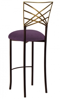Two Tone Gold Fanfare Barstool with Lilac Suede Cushion