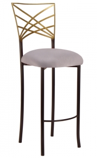 Two Tone Gold Fanfare Barstool with Silver Stretch Knit Cushion