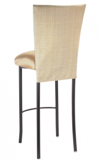 Parchment Linette 3/4 Barstool Cover with Toffee Stretch Knit cushion on Brown Legs