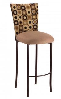 Concentric Circle Chair Cover with Camel Suede Cushion on Brown Legs
