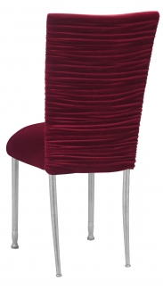 Chloe Cranberry Velvet Chair Cover and Cushion on Silver Legs