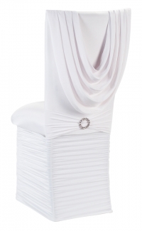 White Cowl Neck Chair Cover with Jewel Band, Cushion and Skirt