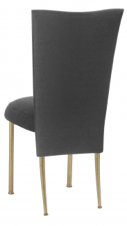 Charcoal Linette Chair Cover and Boxed Cushion on Gold Legs