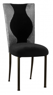Hour Glass Sequin Chair Cover with Black Velvet Cushion on Brown Legs