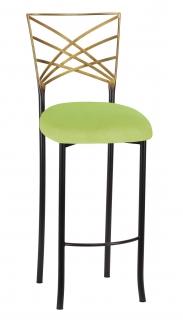 Two Tone Fanfare Barstool with Lime Green Velvet Cushion