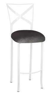 Simply X White Barstool with Charcoal Velvet Cushion