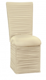 Chloe Ivory Stretch Knit Chair Cover with Rhinestone Accent Band, Cushion and Skirt