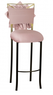 Two Tone Gold Fanfare Barstool Bloom with Blush Stretch Knit Cushion