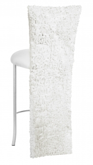 White Wedding Lace Barstool Jacket with White Knit Cushion on Silver Legs