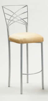 Silver Fanfare Barstool with Buttercup Suede Cushion