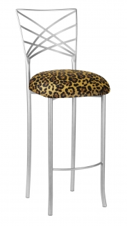 Silver Fanfare Barstool with Gold Black Leopard Cushion
