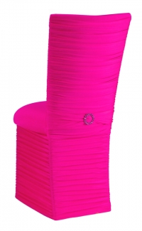 Chloe Hot Pink Stretch Knit Chair Cover with Jewel Band, Cushion and Skirt