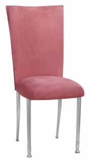 Raspberry Suede Chair Cover and Cushion on Silver Legs