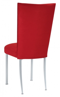 Rhino Red Suede Chair Cover and Cushion on Silver Legs