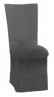 Charcoal Suede Chair Cover with Jewel Belt, Cushion and Skirt