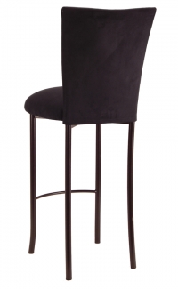 Black Suede Barstool Cover and Cushion on Brown Legs