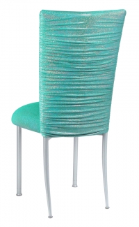 Chloe Mermaid Stretch Knit Chair Cover and Cushion on Silver Legs