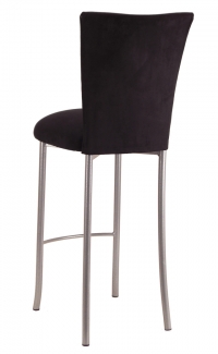 Black Suede Barstool Cover and Cushion on Silver Legs
