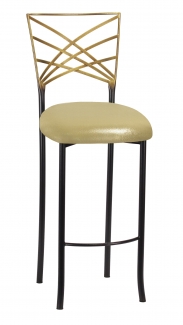 Two Tone Fanfare Barstool with Metallic Gold Knit Cushion