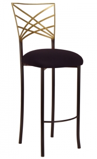 Two Tone Gold Fanfare Barstool with Black Suede Cushion