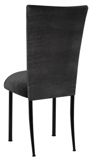 Charcoal Velvet Chair Cover on Black Legs