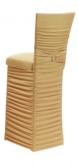 Chloe Gold Stretch Knit Barstool Cover with Jewel Band, Cushion and Skirt