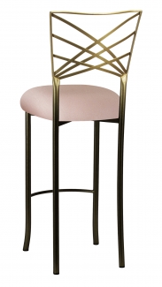 Two Tone Gold Fanfare Barstool with Blush Stretch Knit Cushion