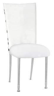 FWY Chair Cover with White Suede Cushion on Silver Legs
