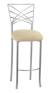 Silver Fanfare Barstool with Parchment Linette Cushion