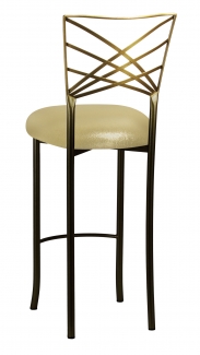 Two Tone Fanfare Barstool with Metallic Gold Knit Cushion