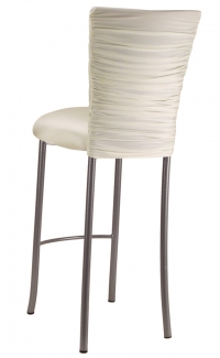 Chloe Ivory Stretch Knit Barstool Cover and Cushion on Silver Legs