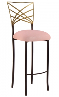 Two tone Gold Fanfare Barstool with Soft Pink Velvet Cushion