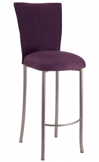 Lilac Suede Barstool Cover and Cushion on Silver Legs