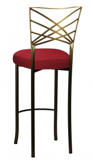Two Tone Fanfare Barstool with Rhino Red Suede Cushion