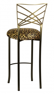 Two Tone Gold Fanfare Barstool with Gold Black Leopard Cushion