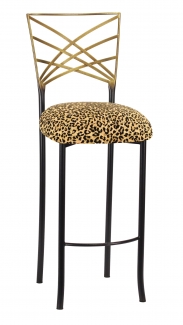 Two Tone Fanfare Barstool with Leopard Boxed Cushion