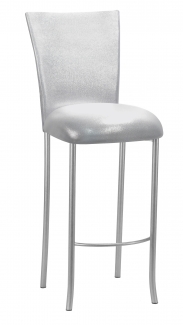 Metallic Silver Stretch Knit Barstool Cover and Cushion on Silver Legs