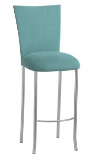 Turquoise Suede Barstool Cover and Cushion on Silver Legs