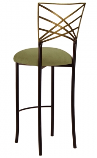 Two Tone Gold Fanfare Barstool with Sage Suede Cushion