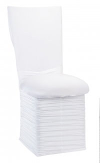 White Cowl Neck Chair Cover with Jewel Band, Cushion and Skirt