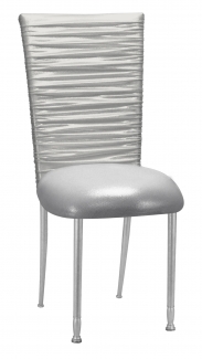 Chloe Metallic Silver on White Foil with Cushion on Silver Legs