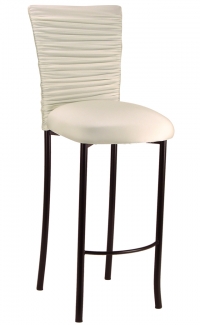 Chloe Ivory Stretch Knit Barstool Cover and Cushion on Brown Legs