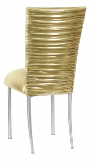 Chloe Metallic Gold Stretch Knit Chair Cover and Cushion on Silver Legs