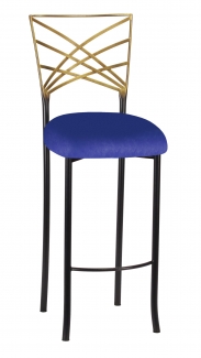 Two Tone Fanfare Barstool with Royal Blue Knit Cushion
