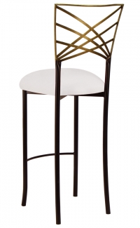 Two Tone Gold Fanfare Barstool with White Suede Cushion