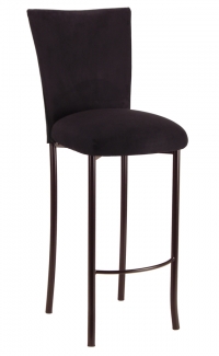 Black Suede Barstool Cover and Cushion on Brown Legs
