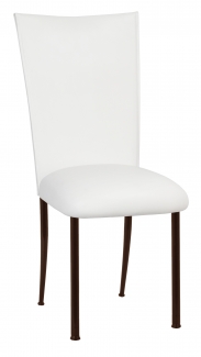 White Leatherette Chair Cover and Cushion on Brown Legs