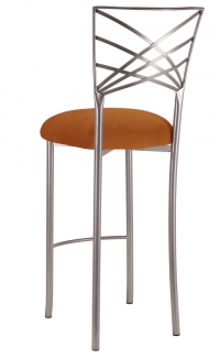 Silver Fanfare Barstool with Copper Suede Cushion