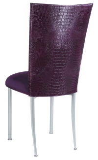 Purple Croc Chair Cover with Eggplant Velvet Cushion on Silver Legs