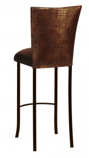Bronze Croc Barstool Cover with Chocolate Suede Cushion on Brown Legs